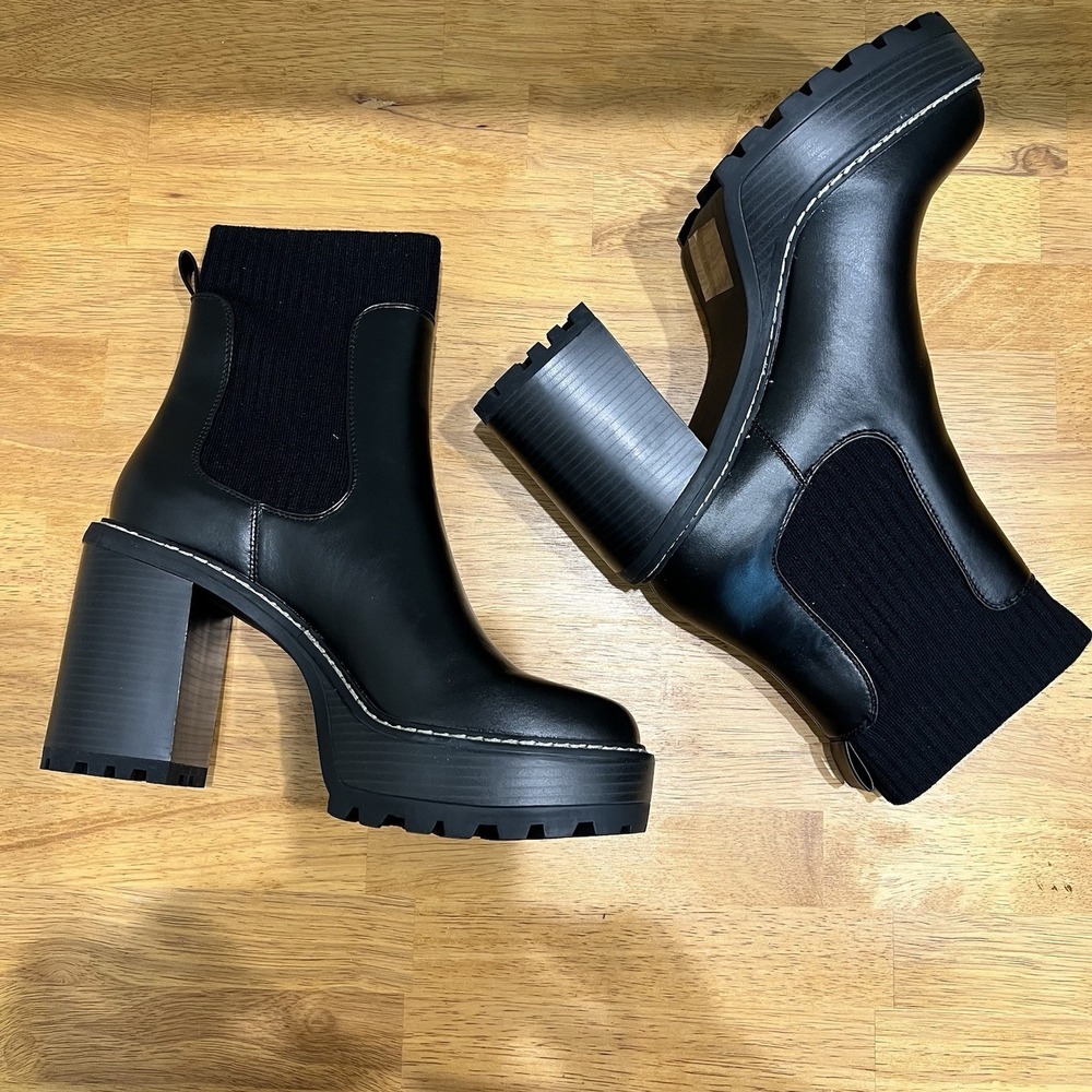 Madden Girl Black Chunky Heel Ankle Booties